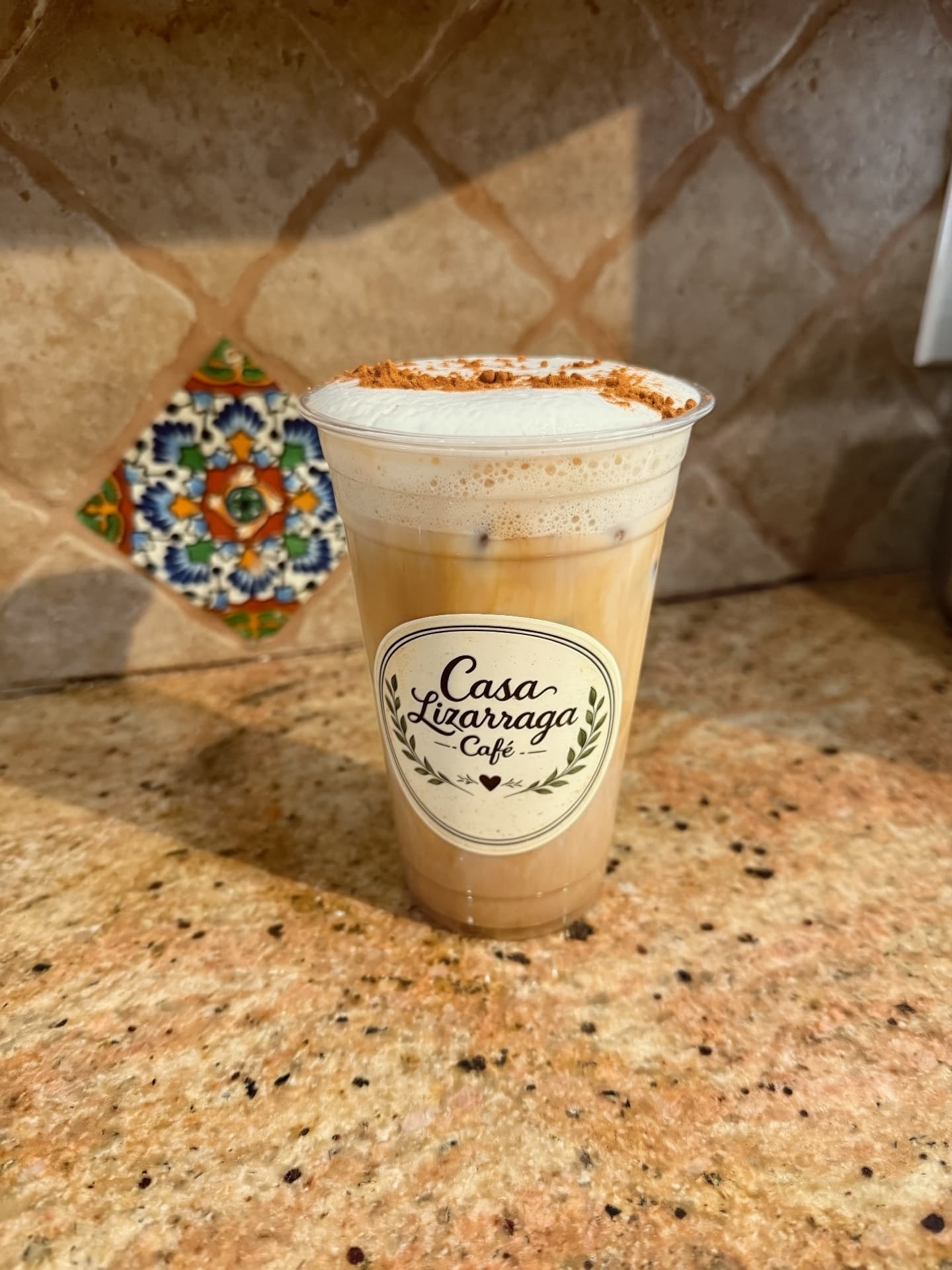 Horchata latte with cinnamon foam